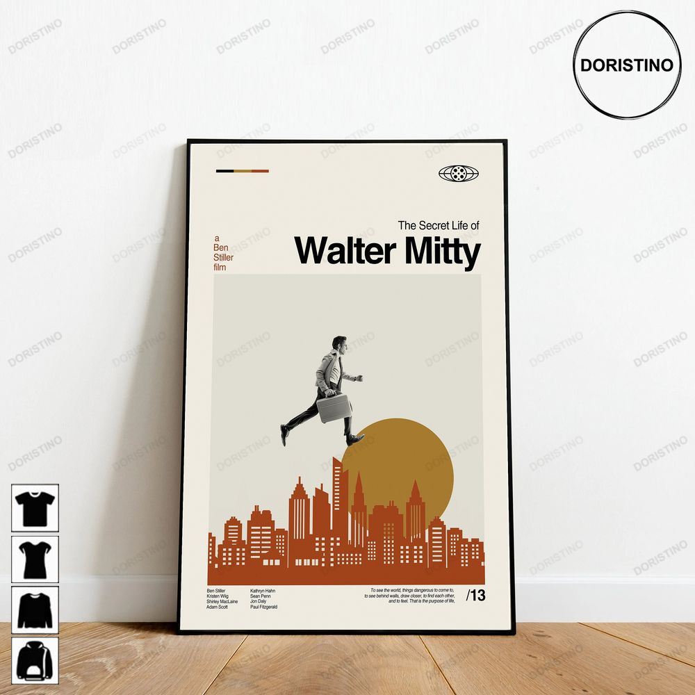 The Secret Life Of Walter Mitty Ben Stiller Retro Modern Vintage Inspired Minimalist Movie Art Print Limited Edition Posters (No Frame)
