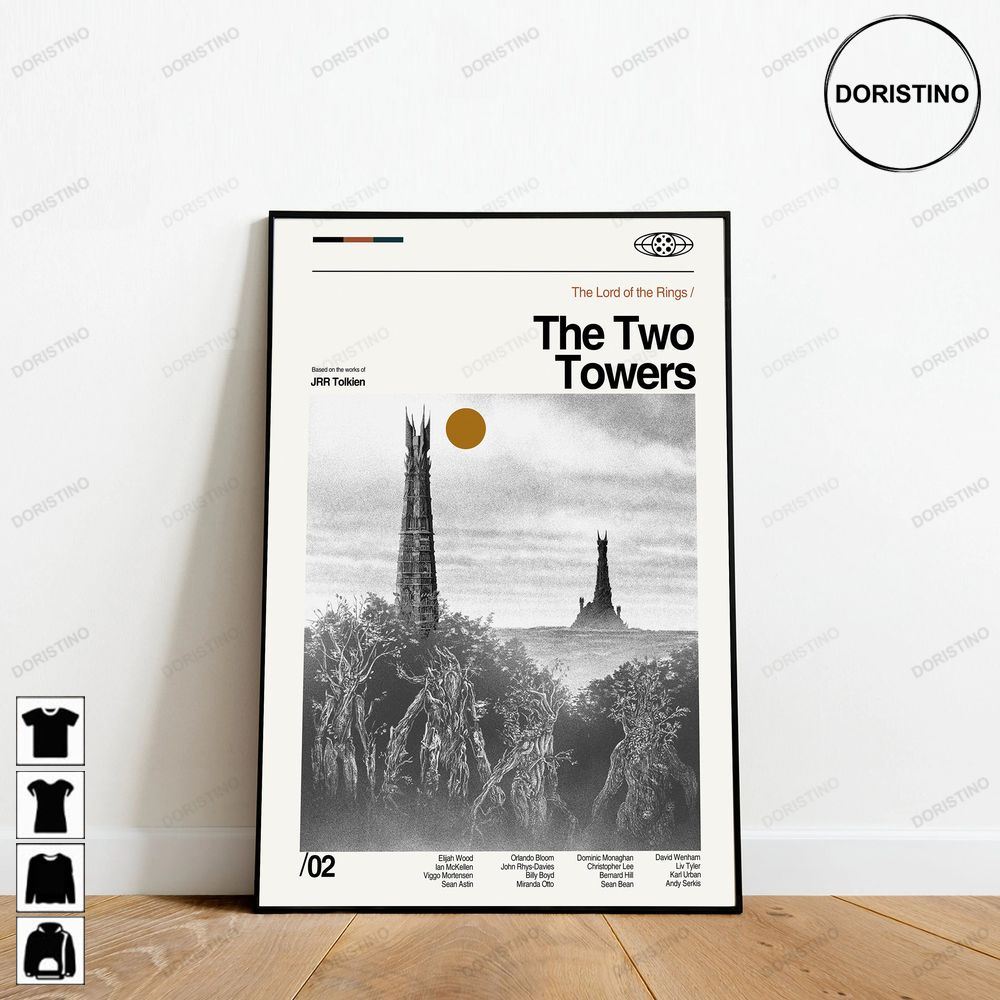 The Two Towers Lord Of The Rings Minimalist Minimalist Art Retro Modern Vintage Gifts Trending Style Poster (No Frame)