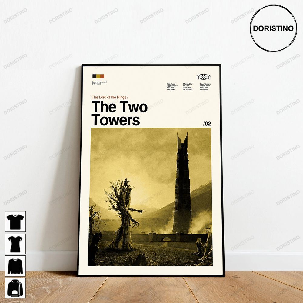 The Two Towers Lord Of The Rings Minimalist Retro Modern Vintage Limited Edition Posters (No Frame)
