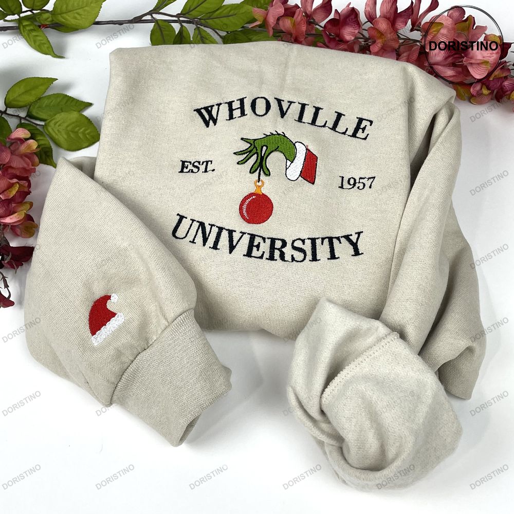 Whoville University Embroidered Christmas Shirt