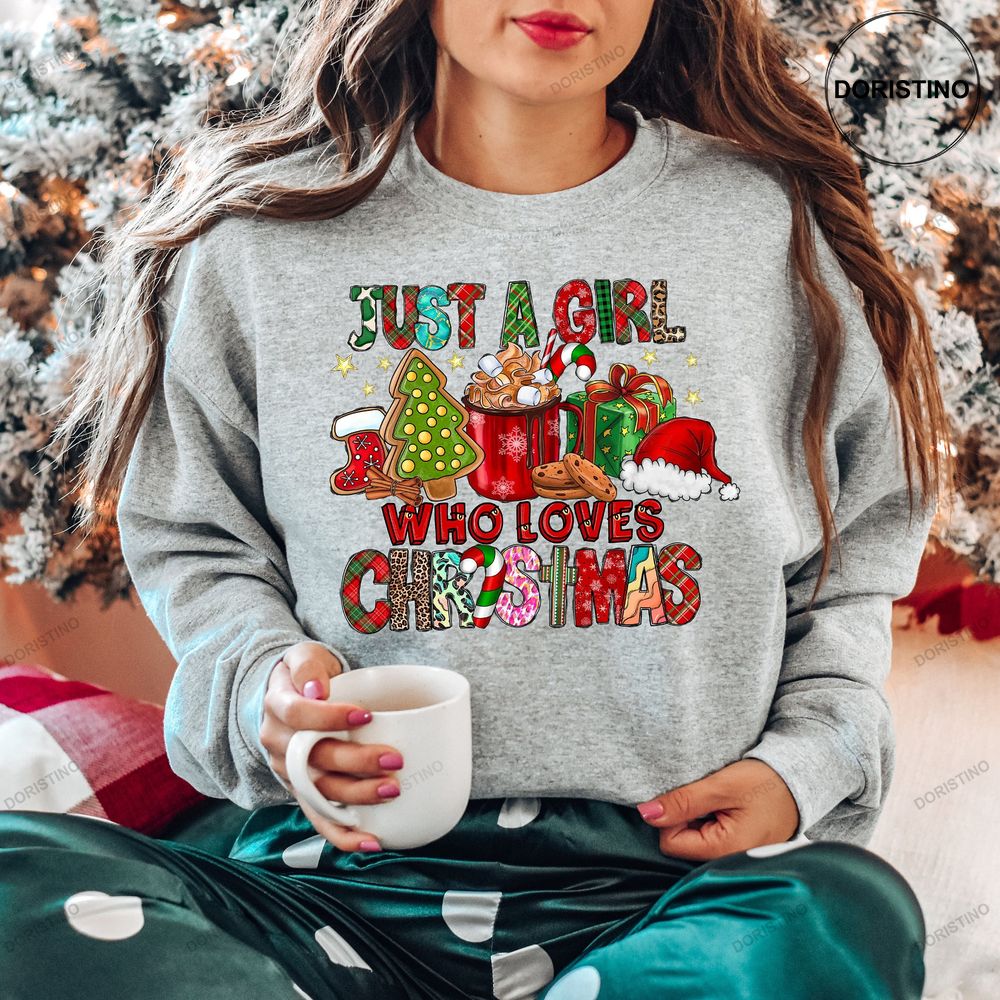 Womens Christmas Just A Girl Who Loves Shirts