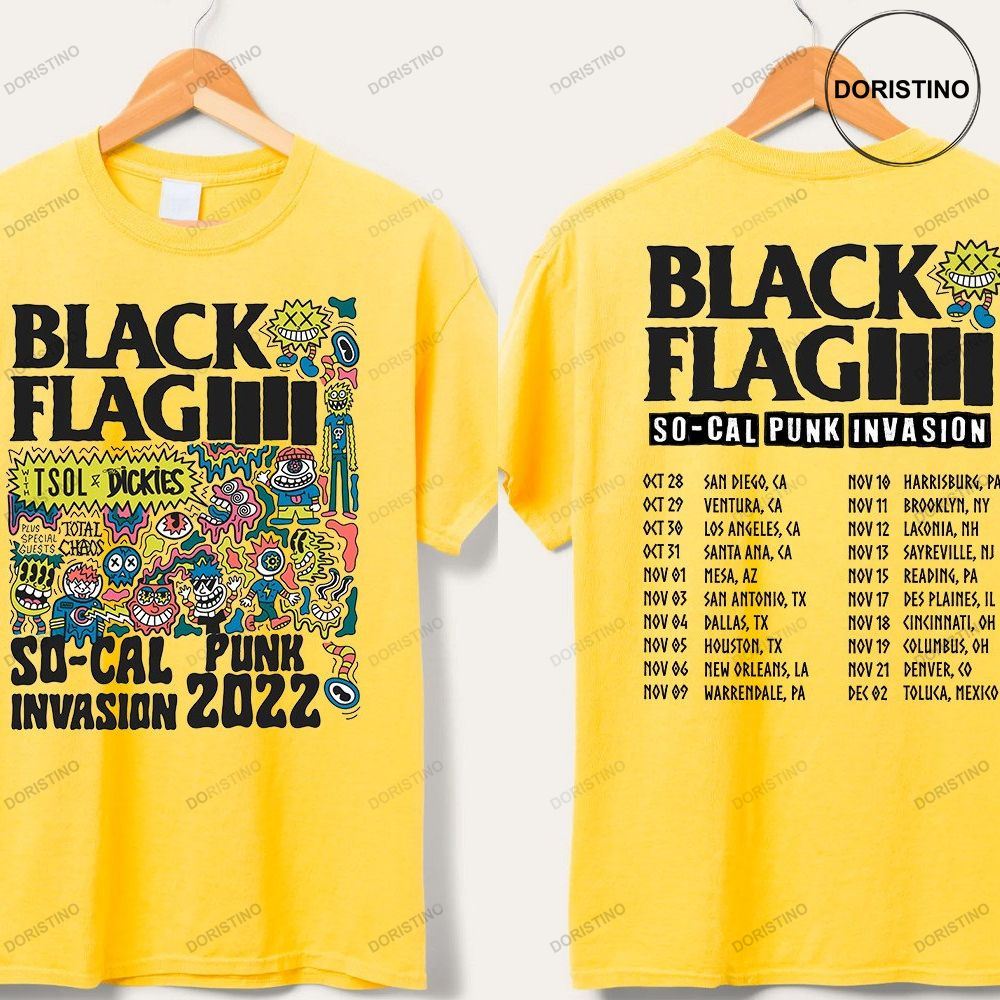 New 2022 Black Flag The So-cal Punk Invasion Tour Shirt