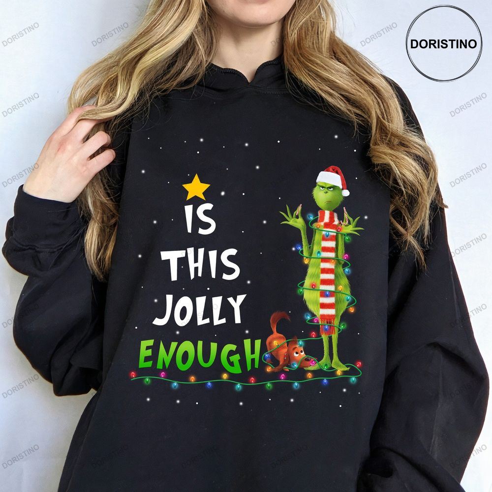 Is This Jolly Enough Santa Grinch And Max Dog Christmas Lights Shirts