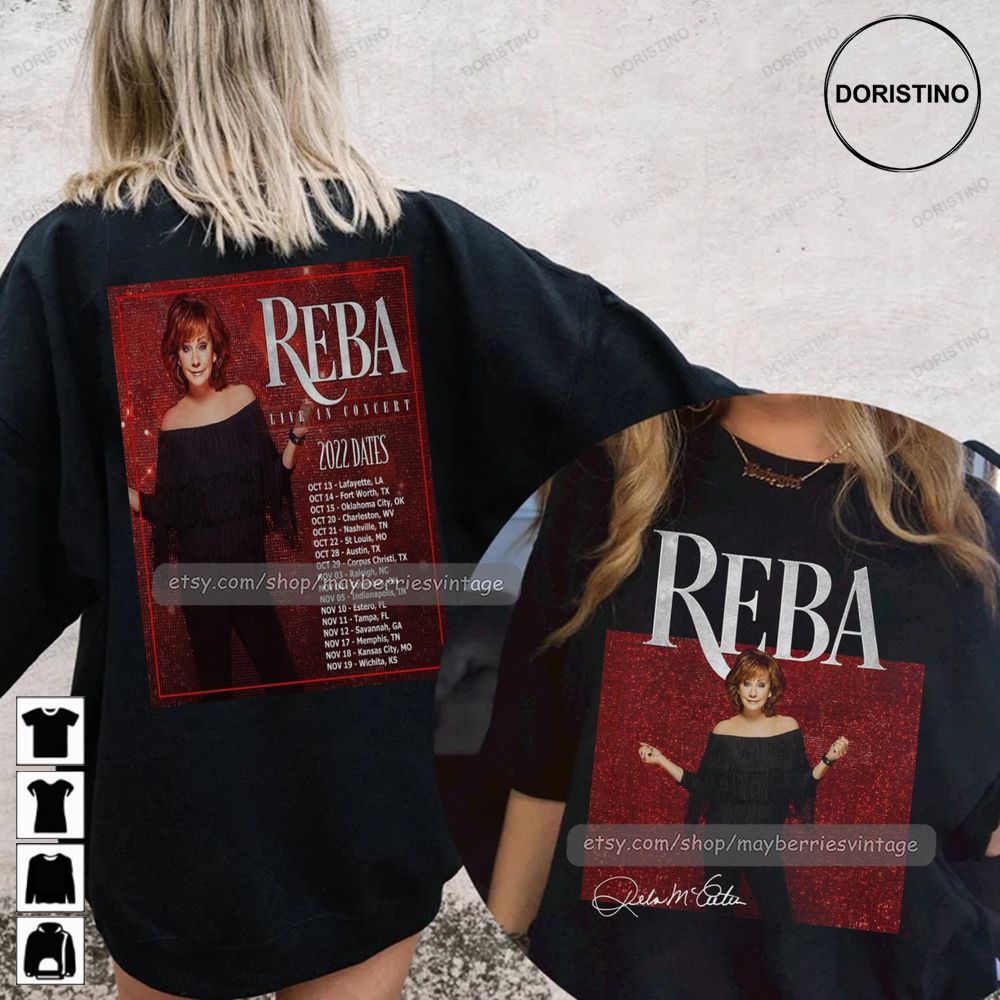 2 Side Vintage 80s Reba Tour 2022 Premium Fancy Music Trending Style