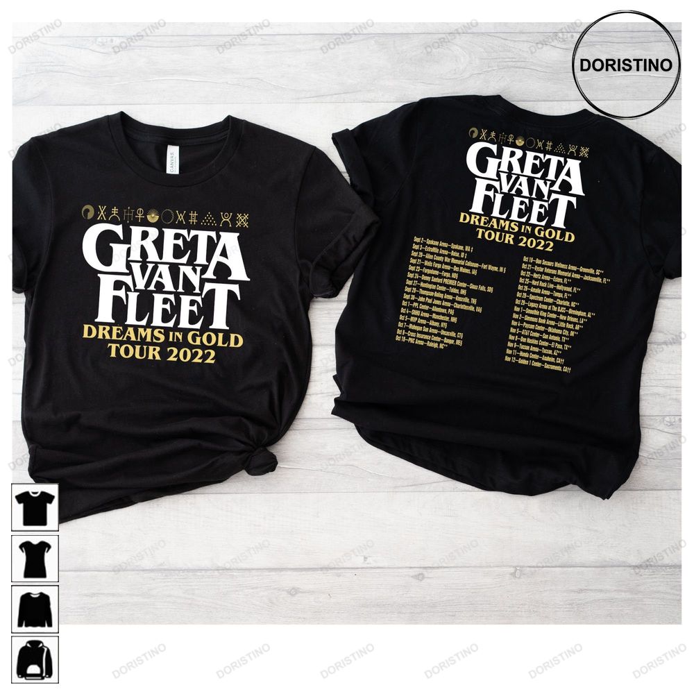 Greta Van Fleet Dreams In Gold Tour Greta Van Fleet Awesome Shirt