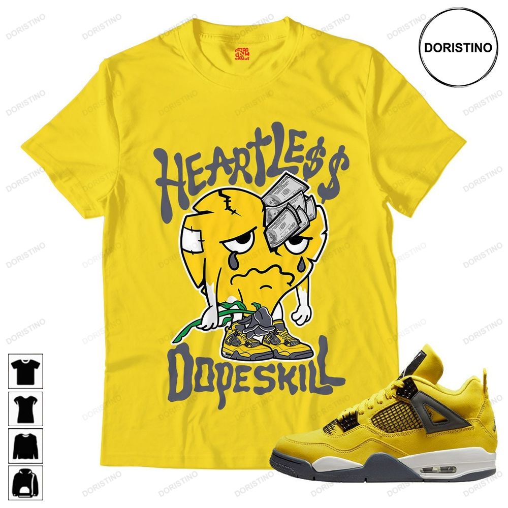 Heartless Unisex Match Jordan 4 Lightning Tour Yellow Limited T-shirt