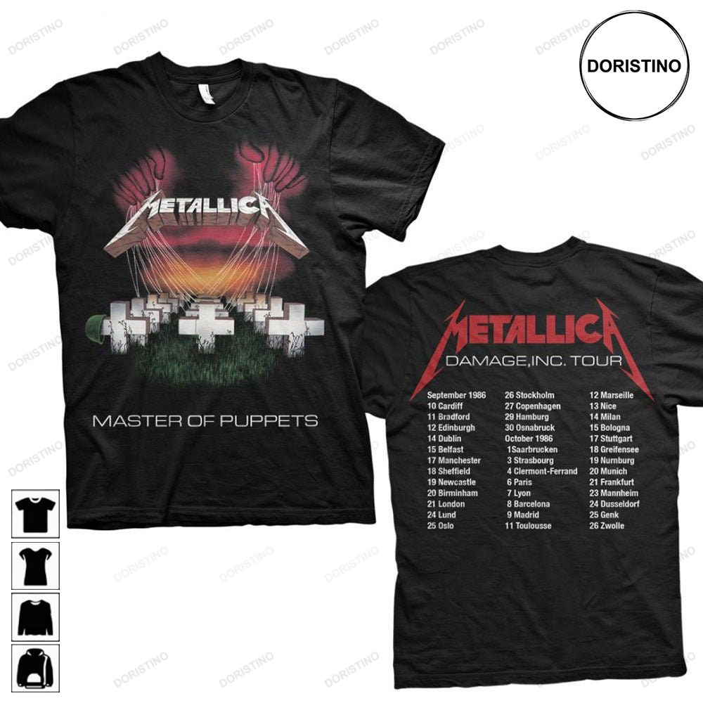 Metallica Unisex Master Of Puppets European Tour 86 Trending Style