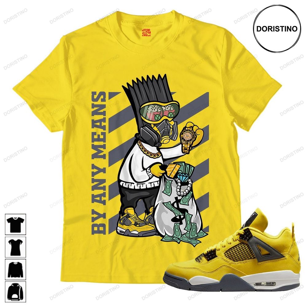 New Bam Unisex Match Jordan 4 Lightning Tour Yellow Limited T-shirt