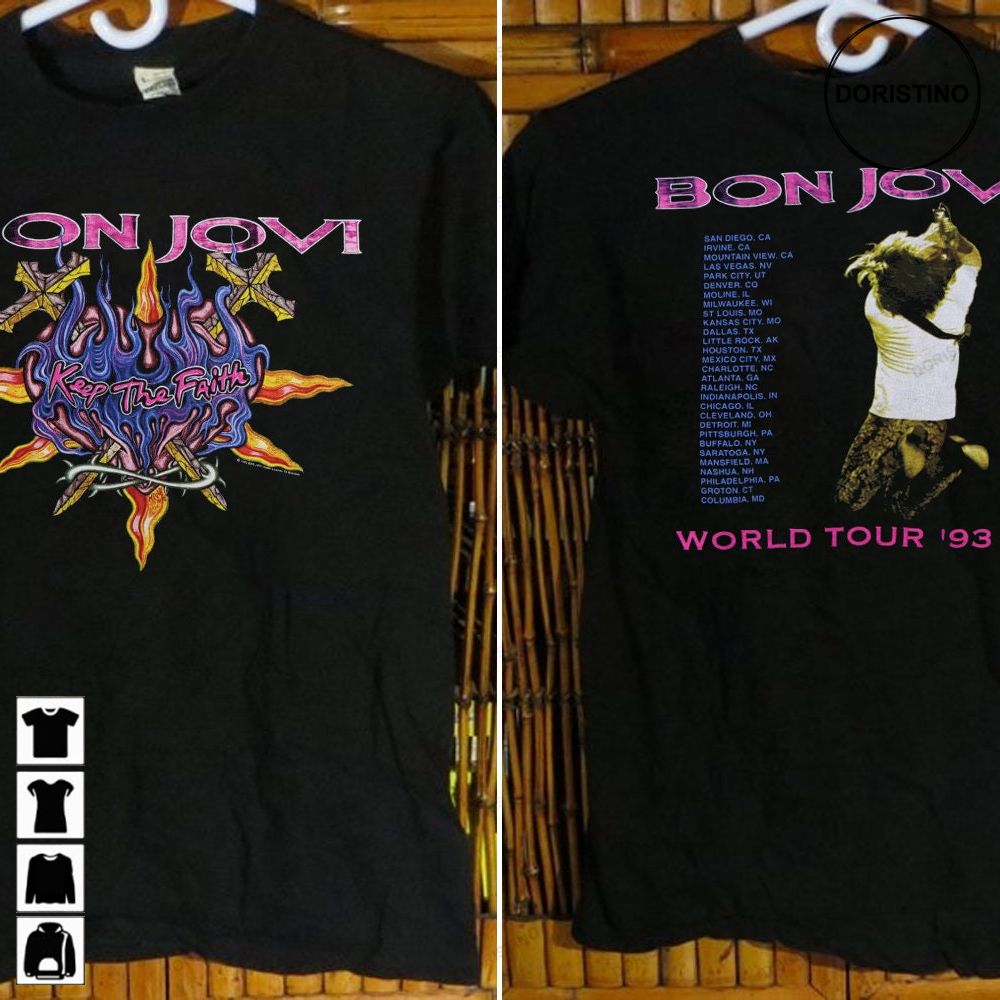 Vintage 1993 Bon Jovi Keep The Faith World Tour Bon Limited T-shirt