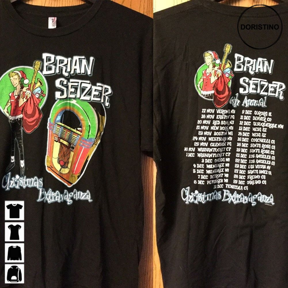 Vtg Brian Setzer Christmas Extravaganza Tour 2007 Limited T-shirt