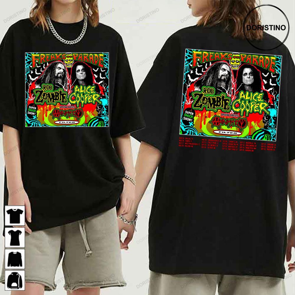 Tour Dates Freaks In Parade Rob Zombie Alice Cooper Awesome Shirt