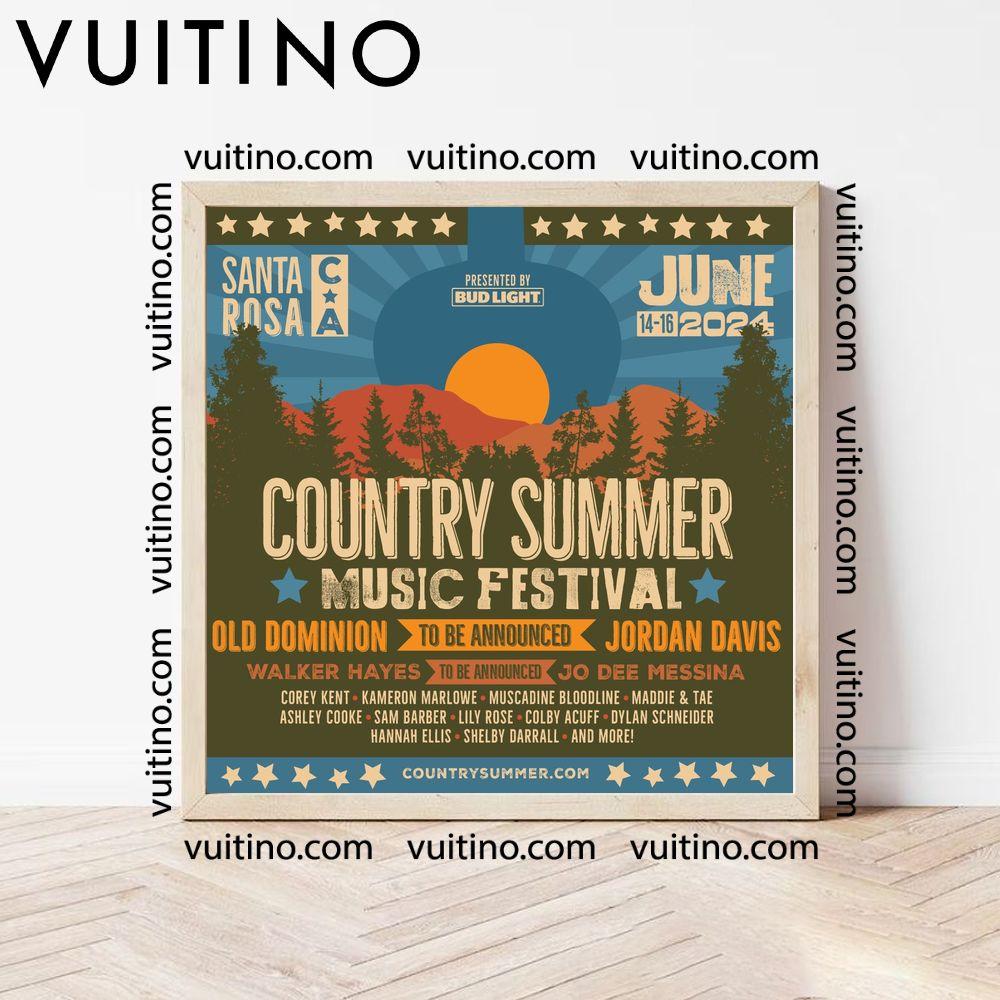 Country Summer Music Festival 2024 Square Poster No Frame