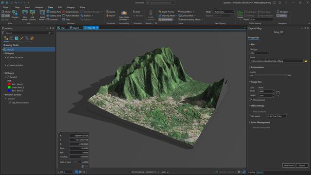 screen shot - ArcGIS Pro - 3D topography
