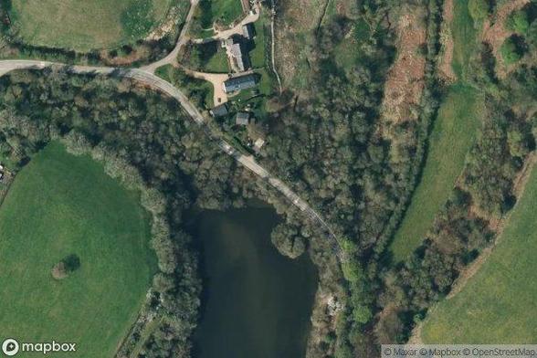 A satellite image of the area containing Bridge 1, A54 Buxton Road. Provided by MapBox.
