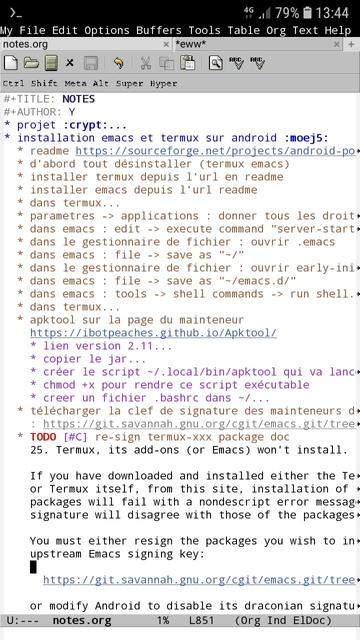 Capture sous android avec emacs et orgmode en document de travail