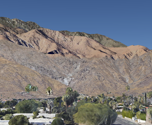 Google Earth 3D showing same hills and profile