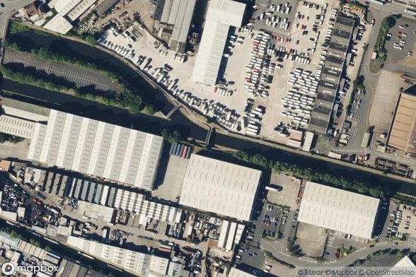 A satellite image of the area containing Main Line Turnover Bridge, Smethwich Ju. Provided by MapBox.