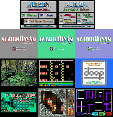 Screenshots of introductory software.