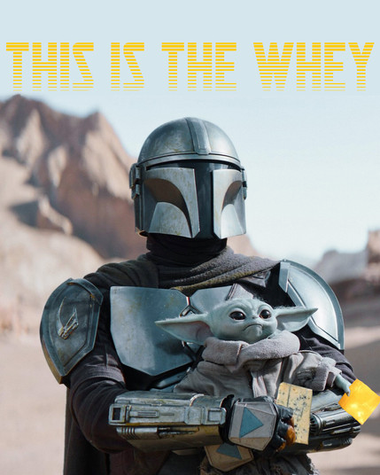 the mandalorian and groku both holding cheese slices

THIS IS THE WHEY