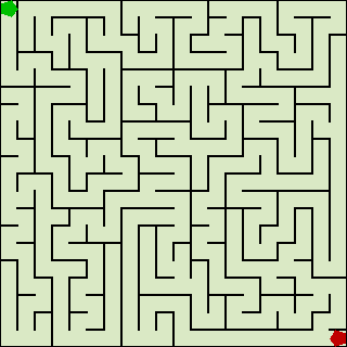 A computer generated 20 by 20 maze.