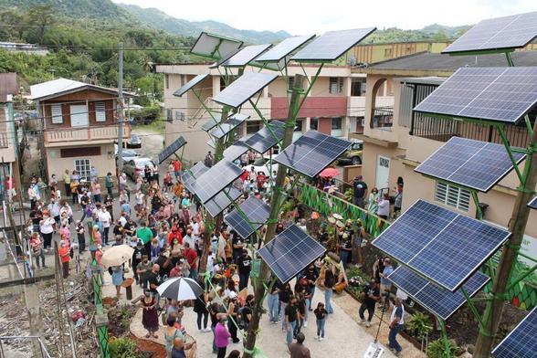 Opening day of Casa Pueblo’s “solar garden” in Adjuntas, Puerto Rico.