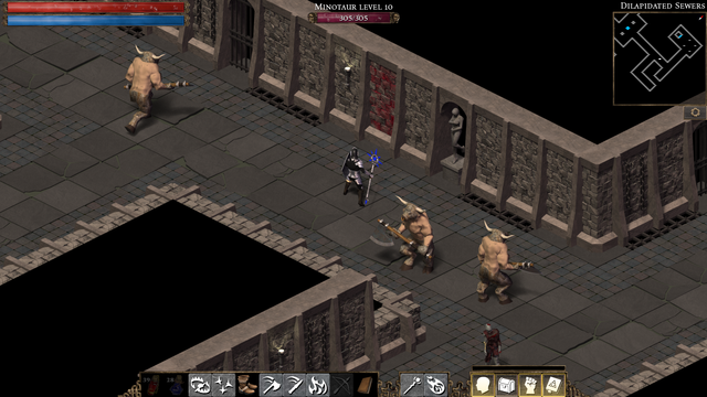 Flare screenshot showing some minotaurs wandering about.