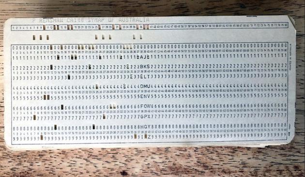 A rare punchcard used to program FORTRAN via a IBM 029, fed into a CDC mainframe.