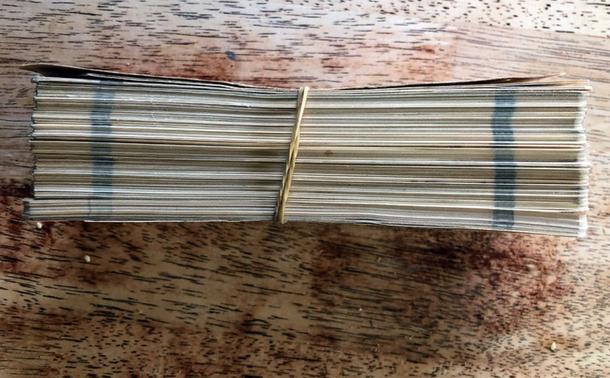 A rare punchcard deck used to program FORTRAN via a IBM 029, fed into a CDC mainframe.
