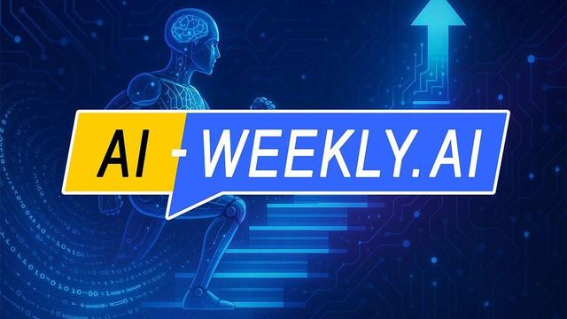AI-Weekly for Tuesday, May 6, 2025 - Issue 163. This cover of the AI-Weekly newsletter depicts a glowing blue humanoid figure resembling a robot or AI entity ascending a staircase made of digital steps, with an illuminated arrow at the top pointing upward, symbolizing progress or advancement; the figure has circuitry patterns across its body and a visible brain inside its transparent head, all set against a dark blue background filled with abstract digital and binary code patterns.