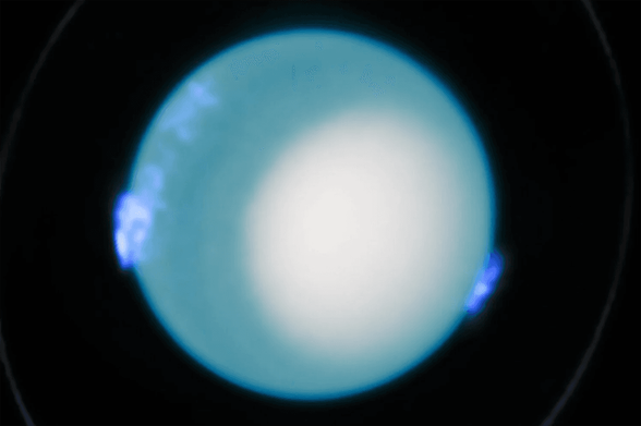 Uranus and its auroras, as seen by Hubble.
