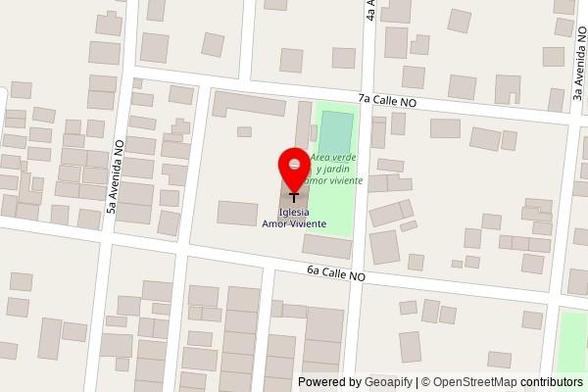 A zoomed out map with a pin at the position of Iglesia Amor Viviente, 6a Calle NO, 32301 Tocoa, Honduras