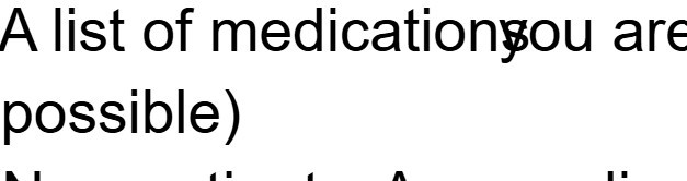 a screen shot of an email from my medical provider with an odd formatting glitch.  It is just black text with white background.