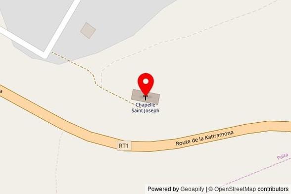 A zoomed out map with a pin at the position of Chapelle Saint Joseph, Route de la Katiramona, 98890 Païta, France