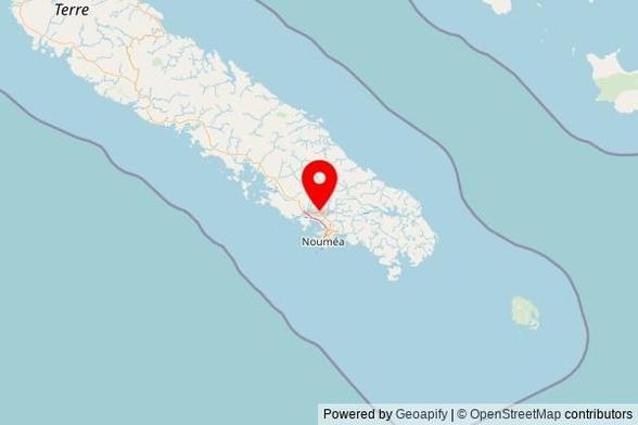 A map showing the area of Païta with a pin at the position of Chapelle Saint Joseph, Route de la Katiramona, 98890 Païta, France