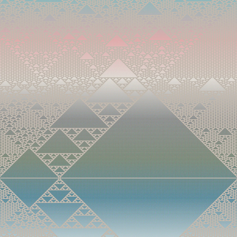 Results from rule 129 of Cellular Automata with gradient colors