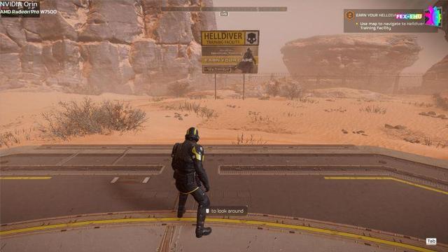🕶️ The HELLDIVERS 2 game running via the FEX-Emu emulator on a non-native system: a futuristic-looking character stands on a metal platform in a desert, facing a sign reading "HELLDIVER training facility".

📚️ FEX-Emu is a libre, multi-platform x86/x86_64 Linux emulator for AArch32 (aka ARM32, ARMv8-R / ARMv7-A) & AArch64 (aka ARM64, Armv8_A) systems, similar to qemu-user and box86/box64. In particular, it lets you play Linux games on non-x86 systems (such as the Raspberry Pi, the Pandora console, or cell phones).