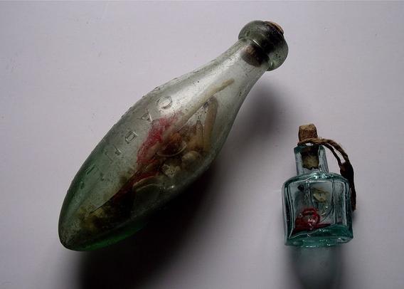 Photo of traditional English witch bottles