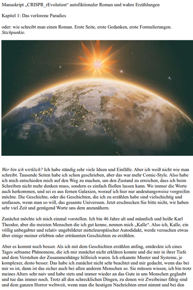 Ein Planet genannt "Erde" - Eine Gemeinschaft genannt "Menschheit" - Eine Seele genannt "Kind des Universums" - eine Geschichte genannt "Weltuntergang" - eine Zeit genannt "?" ... DUBISTdasUNIVERSUM