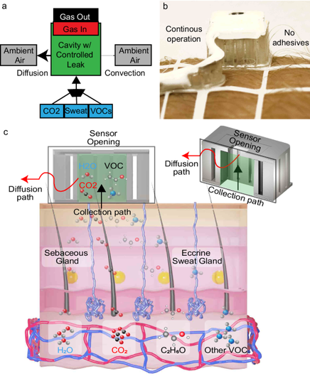 Wearable continuous diffusion-based skin gas analysis