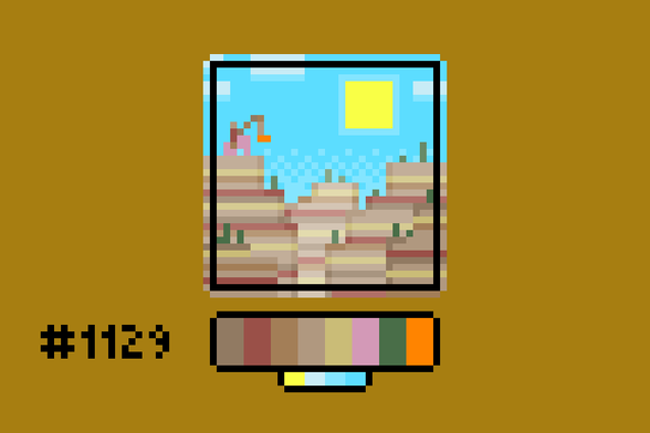 Pixel art of a scene in Minecraft: a player sits atop a saddled pig, holding a fishing rod with a carrot on the end. They're on top of a massive mesa, looking out over a vast canyon system.