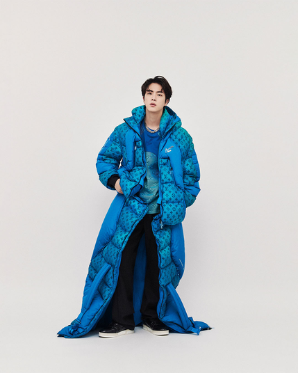 Jin and a Blue Coat for Louis Vuitton