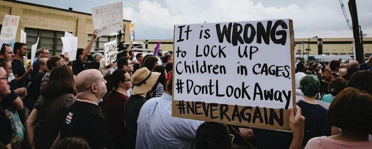 Protest in Elizabeth, New Jersey against the detention camp near Newark Airport, holding children separated from their parents in inhumane conditions