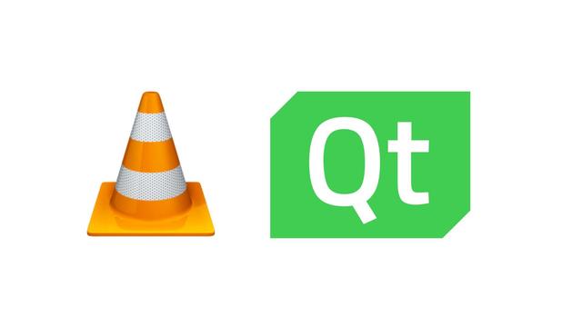 The VLC logo and the Qt logo on a white background.