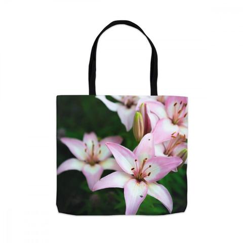 Tote bag of Pink Oriental Lilies blooming under the Midnight Sun in Alaska
