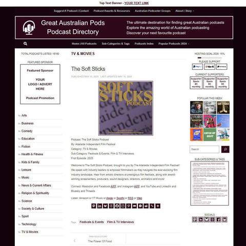 The Soft Sticks Podcast
Screenshot of the podcast listing on the Great Australian Pods website
