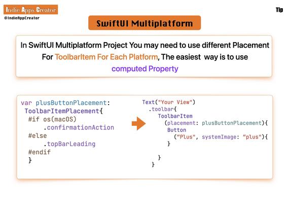 Different ToolbarItem Placement In SwiftUI Multiplatform Project for each Platform