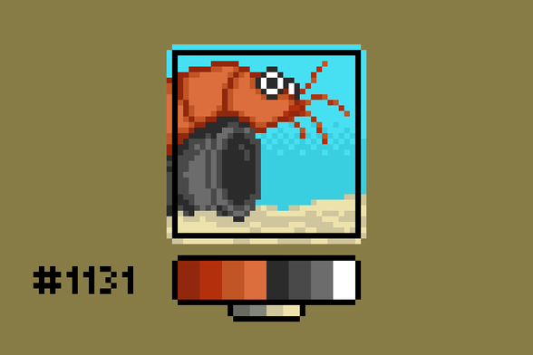Pixel art of a clearly fake shrimp (with googly eyes) placed atop an underwater camera.