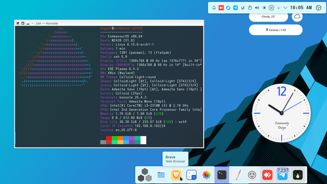 Mi #viernesdeescritorio: endeavourOS con kde plasma