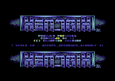 Screenshot of "Commando 94" - Crack: Xendrix - Published by Champion Software on Commodore 64 (19xx)