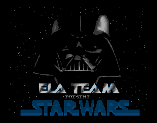 Screenshot of "Star Wars" - Intro Hack: ELA Team - Published by Domark on Commodore Amiga (1988)
